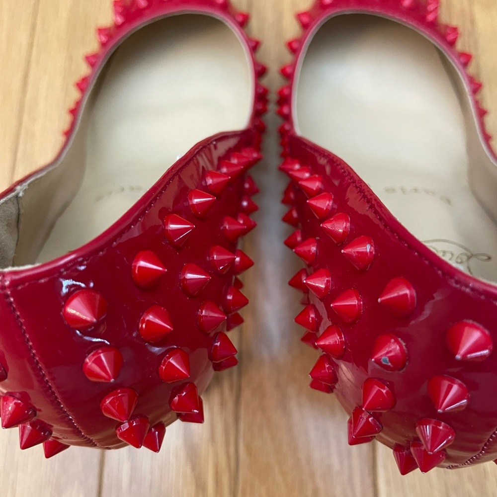 Christian Louboutin Red Spiked Heels-runs small - Picture 6 of 8